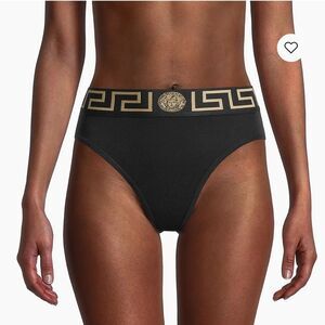 NWT XS Versace Black Greca High-Rise Briefs Panties Cotton - Size: 1 (X-Small)